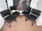 4 Industriële PU leren eetkamerstoelen, Huis en Inrichting, Stoelen, Ophalen, Gebruikt, Zwart, Leer