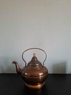 Vintage Koperen Theepot met Houten Details, Ophalen, Koper