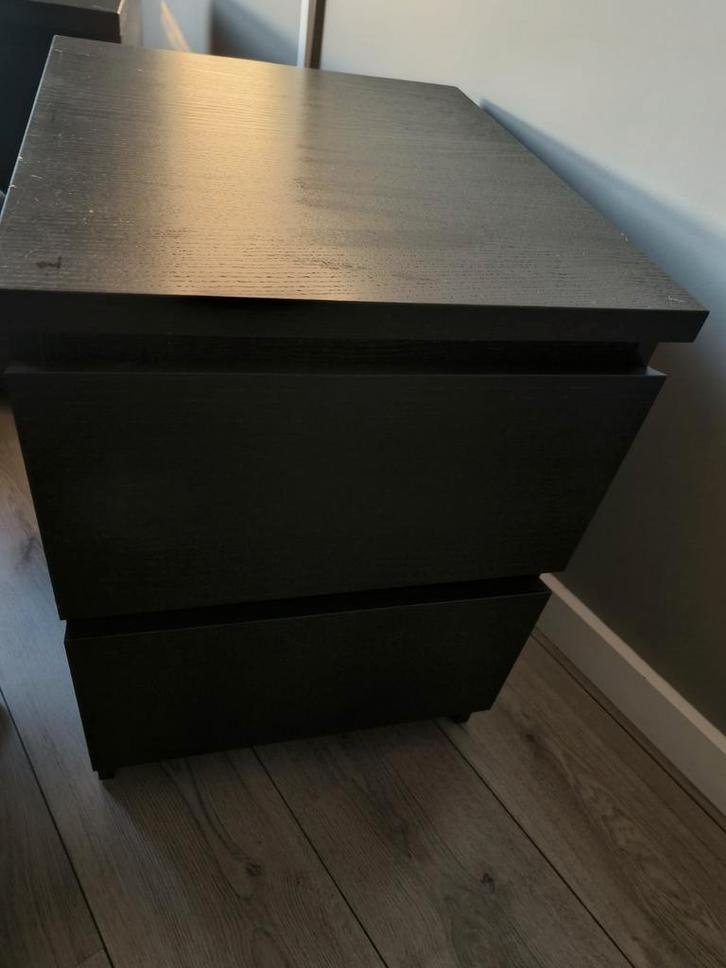 2x IKEA MALM nachtkastjes - zwart, Huis en Inrichting, Kasten | Schoenenkasten, Gebruikt, Ophalen