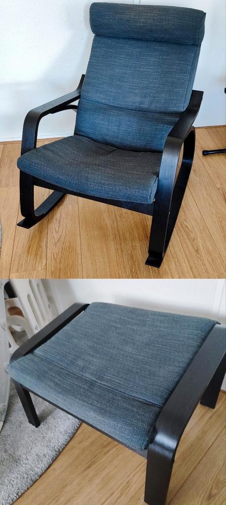 Ikea Poang Schommelstoel, Huis en Inrichting, Stoelen, Zo goed als nieuw, Eén, Hout, Stof, Grijs, Ophalen
