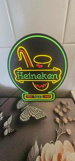Heineken lichtbakje (neon) 34 cm met aan/uit knipper, Verzamelen, Biermerken, Verzenden, Zo goed als nieuw, Reclamebord, Plaat of Schild