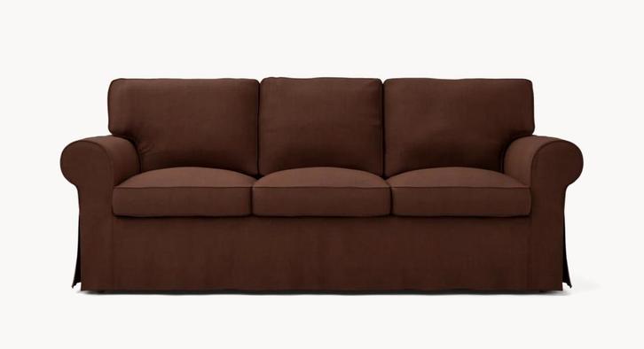 Bruine Ektorp bank 3-zits met Bemz hoes., Huis en Inrichting, Banken | Bankstellen, Zo goed als nieuw, Rechte bank, Driepersoons