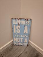Houten Bord - Happiness is a Journey, Huis en Inrichting, Woonaccessoires | Tekstborden en Spreuken, Ophalen, Zo goed als nieuw