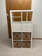 Kallax kast met mandjes, deurtje, lades en inzetstukken, Huis en Inrichting, Kasten | Ladekasten, Ophalen, Minder dan 50 cm, Zo goed als nieuw