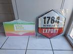 2 bier metalen wand borden, Export bier, Oskar bleues bier, Ophalen of Verzenden, Nieuw, Reclamebord, Plaat of Schild, Overige merken