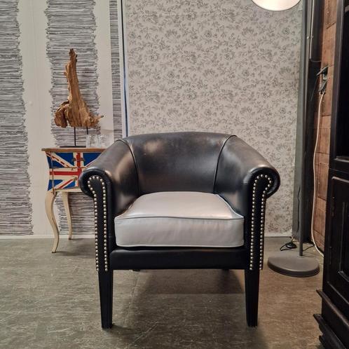 Originele Chesterfield Club Chair Zwart / Zilver, Huis en Inrichting, Fauteuils, Zo goed als nieuw, Ophalen of Verzenden