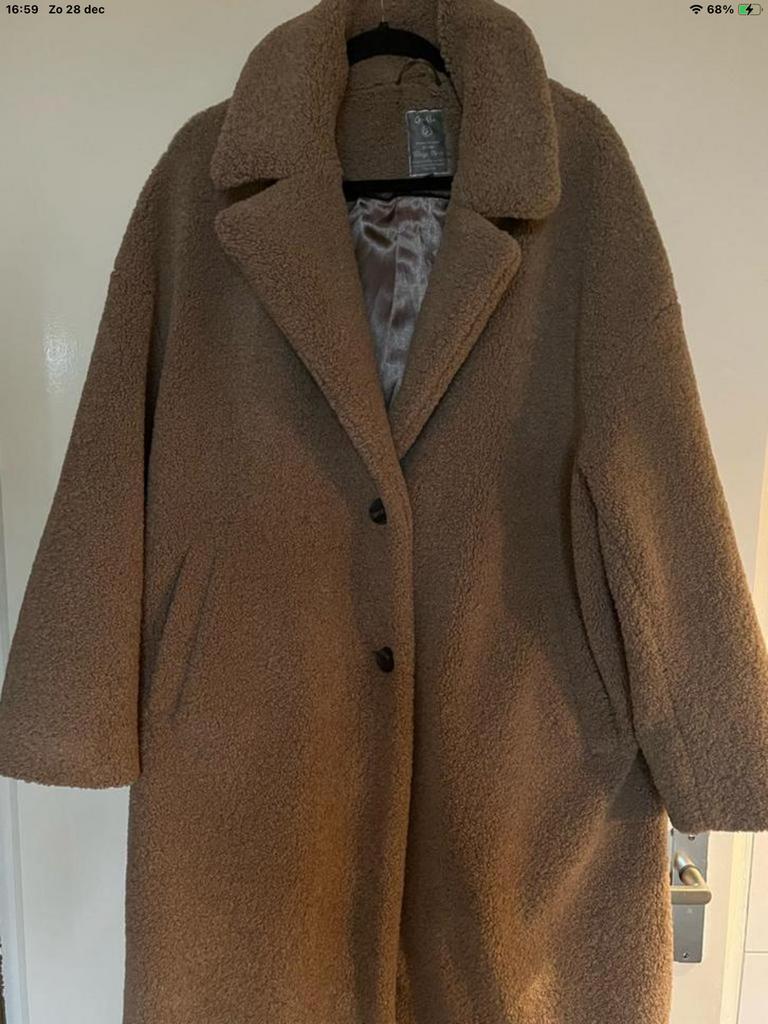 Geisha Teddy Coat - Maat 44 (2XL), Verzenden, Zo goed als nieuw, Maat 46/48 (XL) of groter, Beige