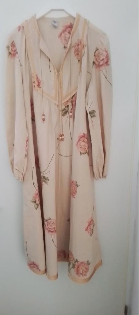 Jaren 70 jurk, bohemian /gypsy style, maat 42/44, Kleding | Dames, Jurken, Gedragen, Maat 42/44 (L), Beige, Onder de knie, Ophalen of Verzenden