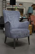 Mooie blauwe stoffen fauteuil oorfauteuil, Huis en Inrichting, Fauteuils, Stof, 75 tot 100 cm, Zo goed als nieuw, 50 tot 75 cm