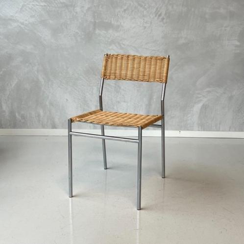Martin Visser eettafelstoel SE05 vintage design stoel riet, Huis en Inrichting, Stoelen, Gebruikt, Eén, Metaal, Riet of Rotan