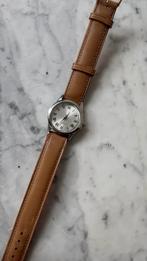 Vintage Quartz Horloge met Lederen Band, Ophalen of Verzenden, Gebruikt