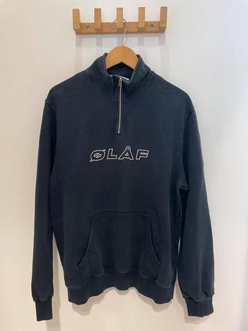 Ølåf Italic Zip Mock Sweater Zwart - Maat M beschikbaar voor biedingen