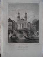 010 / Amsterdam Mozes en Aaronkerk Staalgravure 1860, Antiek en Kunst, Kunst | Etsen en Gravures, Ophalen of Verzenden