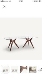 Am:pm Eettafel glas en notenhout, Huis en Inrichting, Tafels | Eettafels, Ophalen, 50 tot 100 cm, Glas, Rechthoekig