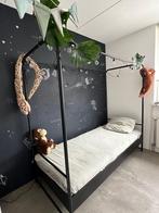 Hemelbed vt wonen, Ophalen, 90 cm, Eenpersoons, Zwart