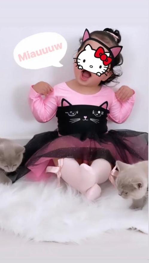 Verkleedjurk maat 110/116 katten-thema te huur, Kinderen en Baby's, Carnavalskleding en Verkleedspullen, Zo goed als nieuw, Meisje