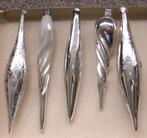 5 oude vintage glazen kerstballen,langwerpig, kegels, Ophalen of Verzenden, Zo goed als nieuw