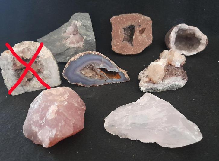 Lot van 5 geodes en 2 mineralen, Verzamelen, Mineralen en Fossielen, Mineraal, Ophalen of Verzenden