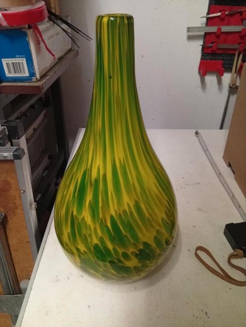 Groene en Gele Murano Glazen Vaas, Antiek en Kunst, Antiek | Vazen, Ophalen of Verzenden