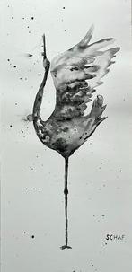 Kraanvogel aquarel, Antiek en Kunst, Ophalen of Verzenden
