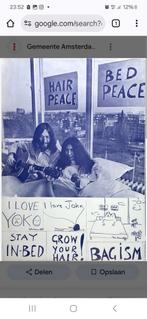 John Lennon & Yoko Ono Hilton breakfast, Deurposter of groter, Ophalen of Verzenden, Muziek, Rechthoekig Staand