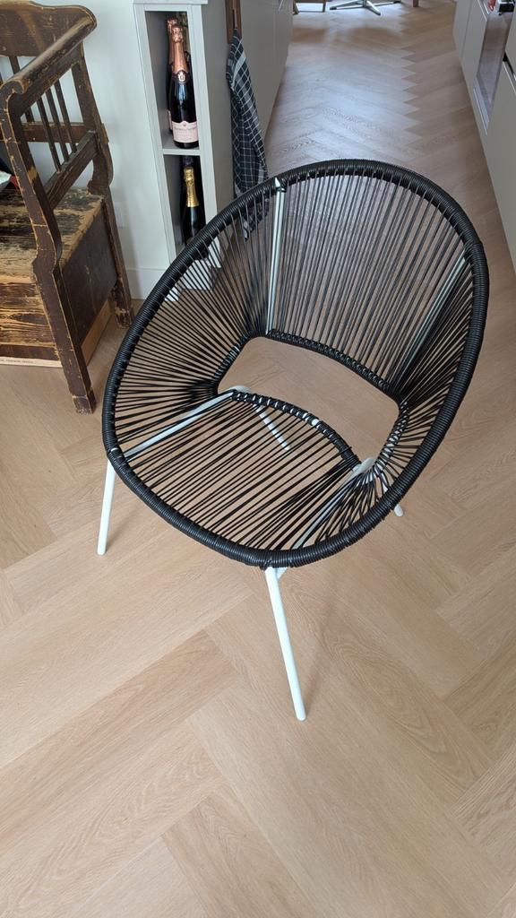 Zwarte Acapulco Stoel, Huis en Inrichting, Stoelen, Zo goed als nieuw, Eén, Kunststof, Metaal, Zwart, Ophalen