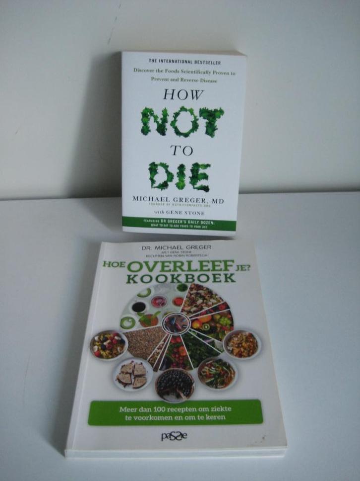 How not to die (Engels) van Michael Greger + kookboek (NL), Boeken, Gezondheid, Dieet en Voeding, Zo goed als nieuw, Gezondheid en Conditie