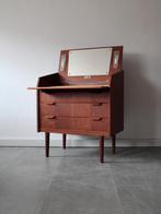 Vintage Deense kaptafel met lades in teak, Ophalen, Gebruikt, Onbekend, 50 tot 100 cm