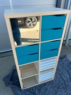 IKEA KALLAX 4x2 met inzetten - Houtkleur, Ophalen, 120 tot 170 cm, Zo goed als nieuw, .