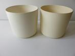 2 creme witte Charme kunststof bloempotten d17 cm, Tuin en Terras, Bloempotten, Kunststof, Gebruikt, Rond, Binnen