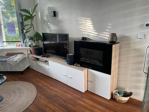 TV-meubel met ledlight haard, Huis en Inrichting, Kasten | Televisiemeubels, Gebruikt, Minder dan 100 cm, 200 cm of meer, 25 tot 50 cm