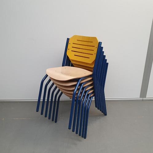 set 6x Presikhaaf kantinestoelen houten zitting gebruikt!, Huis en Inrichting, Stoelen, Gebruikt, Vijf, Zes of meer stoelen, Bruin