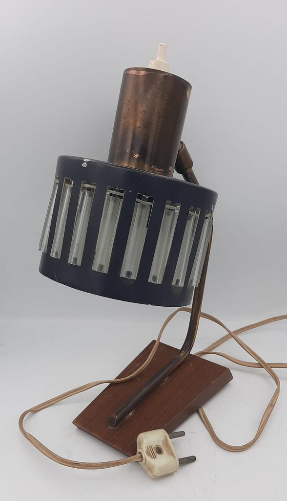 Vintage Lamp - Metaal, Hout, Kristalglas - 1960-1970, Huis en Inrichting, Lampen | Wandlampen, Zo goed als nieuw, Metaal, Ophalen of Verzenden
