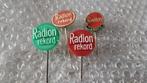 4 verschillende speldjes radion rekord, Verzamelen, Speldjes, Pins en Buttons, Ophalen of Verzenden, Zo goed als nieuw, Overige onderwerpen