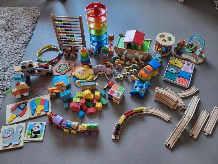 Grote partij houten speelgoed - veel variatie!, Kinderen en Baby's, Speelgoed | Overig, Gebruikt, Jongen of Meisje, Ophalen