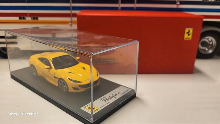 Looksmart Ferrari Portofino Giallo Modena, Hobby en Vrije tijd, Modelauto's | 1:43, Zo goed als nieuw, Auto, Overige merken, Ophalen of Verzenden