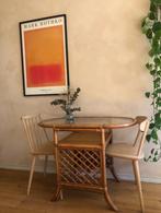Rotan bijzettafel, Huis en Inrichting, Tafels | Sidetables, Ophalen, 50 tot 100 cm, Rond, Zo goed als nieuw