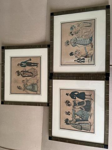 Three 19th. Centuary fashion prints beschikbaar voor biedingen