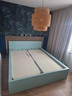 Ikea malm bed 160x200, Huis en Inrichting, Slaapkamer | Bedden, 160 cm, Blauw, Zo goed als nieuw, Hout
