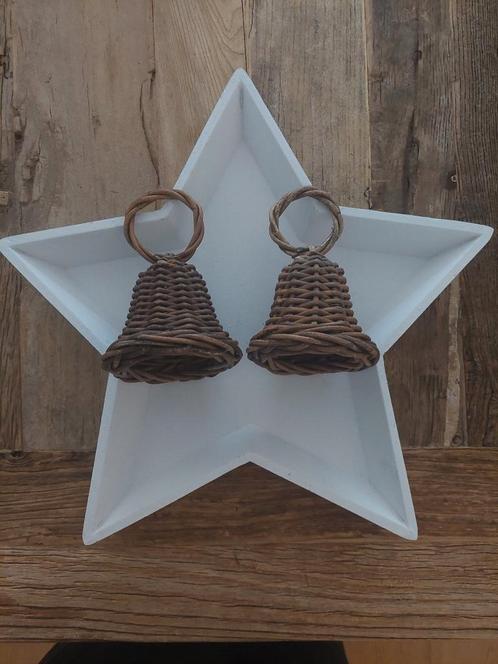 Riviera Maison Rieten kerstklokken zo goed als nieuw, Diversen, Kerst, Zo goed als nieuw, Ophalen of Verzenden