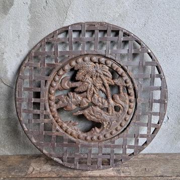 1x Brocante rond metalen/gietijzeren ornament ø 26cm *Etage3 beschikbaar voor biedingen