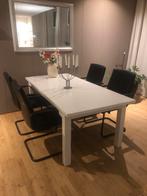 4 Zwart leren Dauphin stoelen - comfortabel!, Ophalen, Gebruikt, Metaal