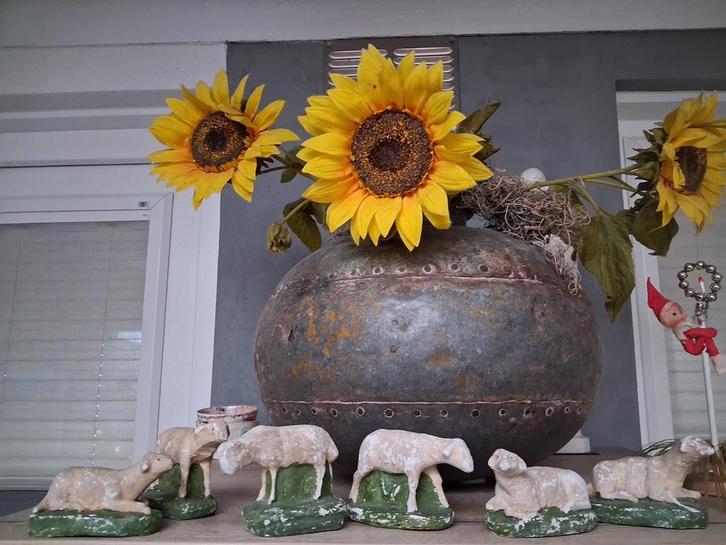 6 oude kerstgroep schaapjes, Diversen, Kerst, Gebruikt, Ophalen of Verzenden