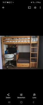Stevige hoogslaper met buro. Logeerbed en loungehoek, Ophalen, Gebruikt, Eenpersoons, 200 cm