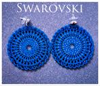Swarovski Oorbellen Blauw 6cm, Sieraden, Tassen en Uiterlijk, Oorbellen, Overige materialen, Hangers, Met strass, Blauw