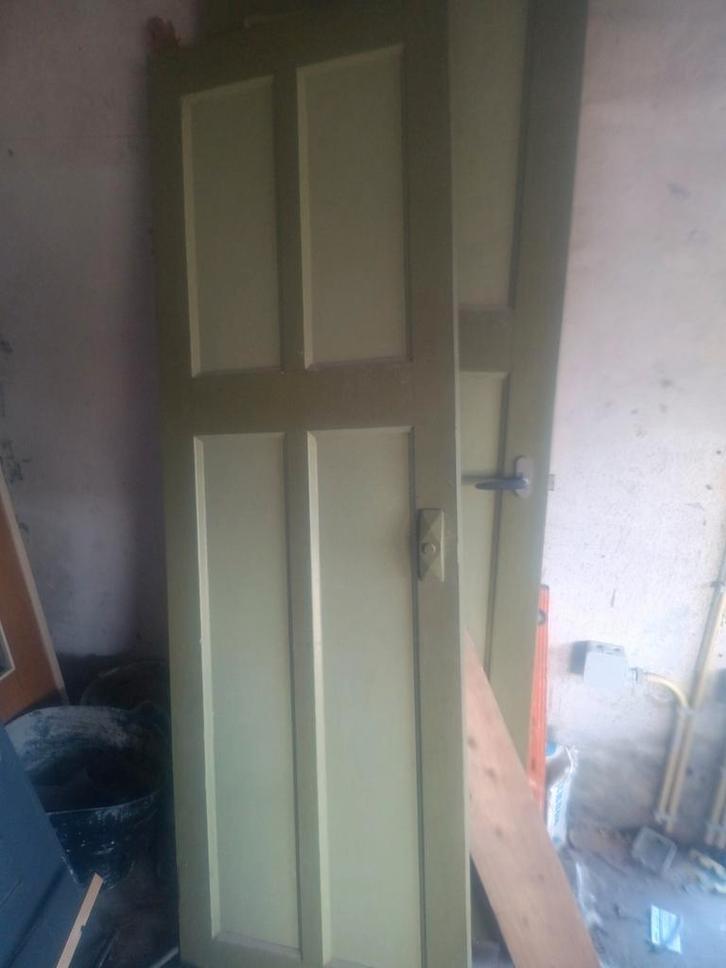 Houten binnendeuren, Doe-het-zelf en Verbouw, Deuren en Horren, Gebruikt, Binnendeur, 200 tot 215 cm, Minder dan 80 cm, Hout, Vouwdeur