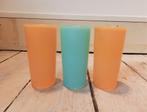 Tupperware beker set 3 Vintage Retro, Blauw, Beker of Kan, Gebruikt, Ophalen of Verzenden