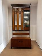vintage staande houten kapstok met spiegel en bankje, Gebruikt, 150 tot 200 cm, Hout, Ophalen