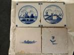 Oude delfs blauwe wandtegeltjes 4 stuks, Antiek en Kunst, Antiek | Wandborden en Tegels, Ophalen