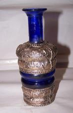Mooi antiek blauw Marokkaans parfumflesje. H. 14cm. Nwst., Ophalen of Verzenden